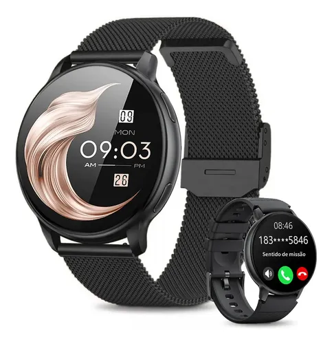 Smartband FoxBox BW0608 Preta de Aço Inoxidável c/ Chamadas e Oxímetro para Android e iOS