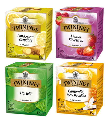 Chá Twinings Kit 4 Caixas 40 Sachês Sabores A Escolher