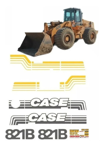 Adesivo Pá Carregadeira Case 821b Completo + Etiquetas Mk