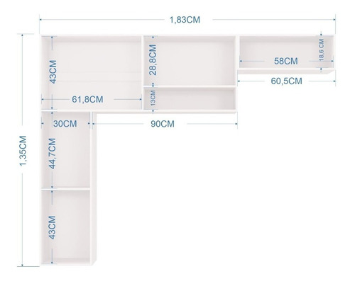 Imagen 3 de 3 de Mueble Superior Cocina 5 Puertas Anita Negro - Blanco En L,