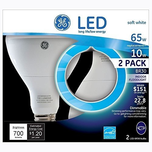 Ge Led Br30 Bombilla Foco Cubierta (2 Pk.) - Energy Star Cer