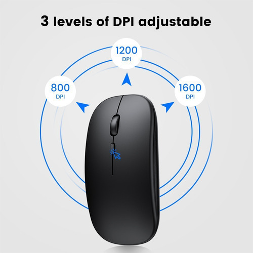 Mouse Mk6800 Sem Fio Recarregável Led Carregador Bateria Cor Preto Preto
