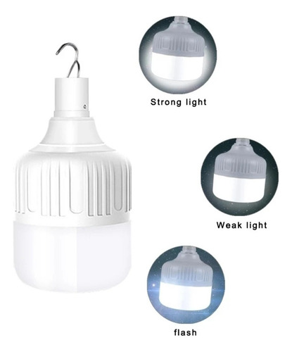 Foco Recargable 80 W De Emergencia Luz Blanca Portátil Blanco