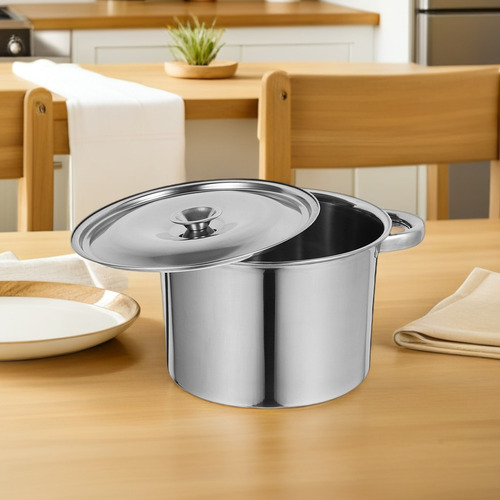 Olla De Acero Inoxidable Con Tapa Y Asas De Alta Resistencia