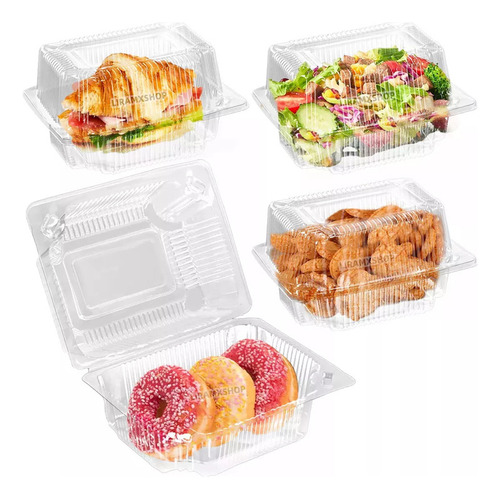 100 Caixas De Plástico Descartáveis Para Bolos E Alimentos