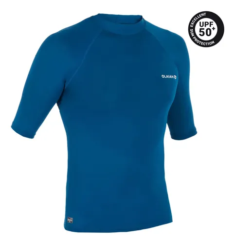 Playera Surf Anti uv Top100 Azul Manga Corta Hombre Olaian