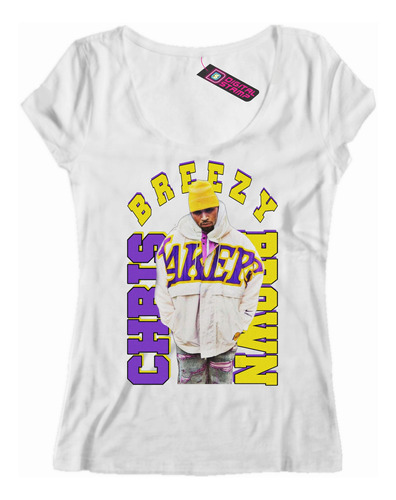 Remera Mujer Chris Brown Breezy Lakers Rap 19 Dtg Premium
