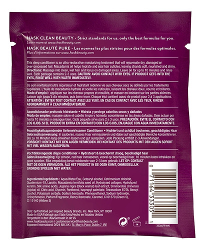 Hask Macadamia Oil Moisturizing Hair Oil Vial
