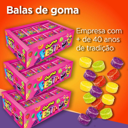 Mini Goma Festa 20g Display Kuky Caixa Com 25 Unidades