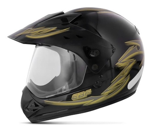 Capacete Motard Street Cross Com Viseira Ebf Cor Dourado Tamanho do capacete 56