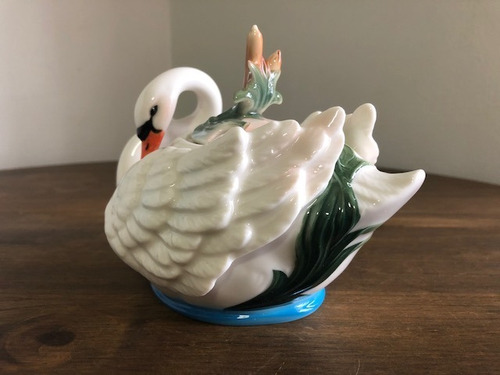 Açucareiro De Porcelana - Cisne