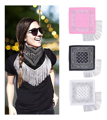 Bandanas De Estilo Vaquero Con Borlas, Moda Disco, Vaquera,
