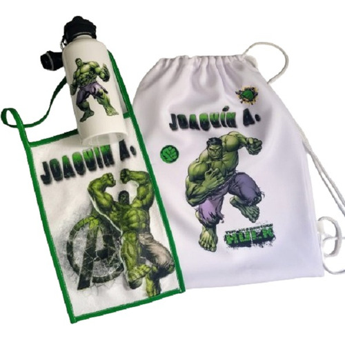 Set Jardin Toalla + Botella + Mochila Tela Personaliado