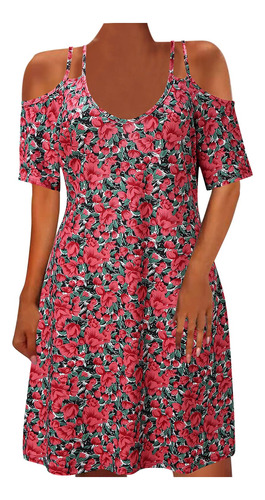 Vestido Corto Verano Hombro Descubierto Para Mujer Casual