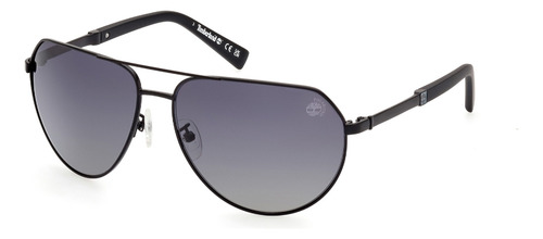 Lentes De Sol Gris Polarizados Timberland Tb9340h02d Color Negro Varilla Negro Armazón Negro
