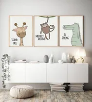 Comprar Cuadros Infantiles Nordicos Animalitos Set 3 De 30x40 Selva