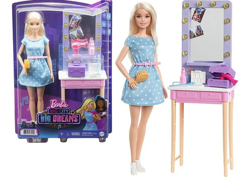 Muñeca Barbie Malibu Backstage Camerino Y Accesorios Mattel