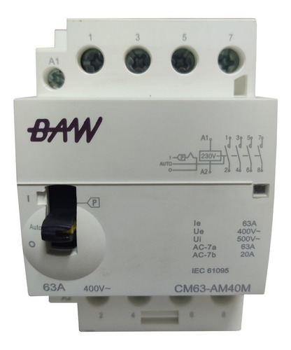 Imagen 6 de 8 de Contactor Modular Tetrapolar 63a Baw Cm63-am40m Pr