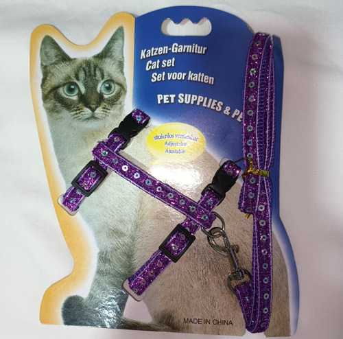 Arnes Para Gato Ajustable + Correa , Colores Variado