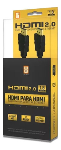 Cabo Hdmi Gold Com Filtro 2.0 4k Ultra Hd Premium 1,8 Metro