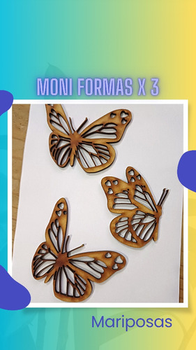 Mini Formitas Mariposas Plancha X 3 Fibro Facil Madera