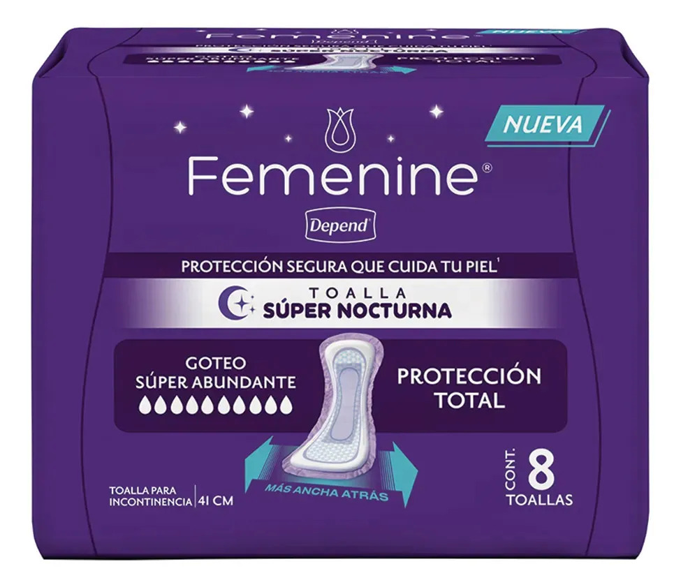 Toallas Femeninas Para Incontinencia Depend Femenine Super Plus 8 Piezas