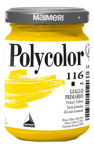 Tinta Acrílica Fosca Maimeri Polycolor 140ml Primary Yellow