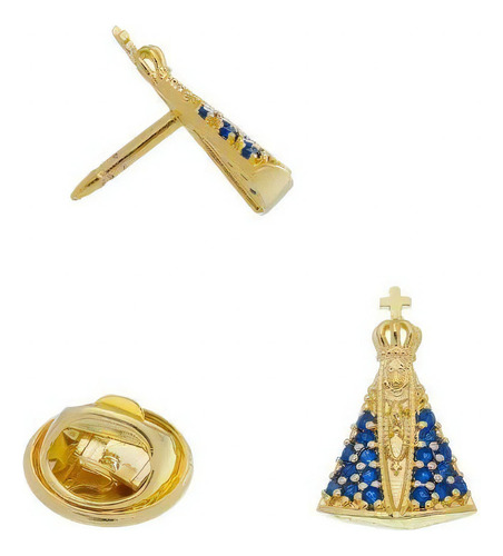 Broche Boton Pingente De Nossa Senhora Aparecida Banhado