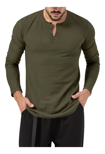 Camiseta O Para Hombre, Cuello Redondo, Con Botones, Boca Pl