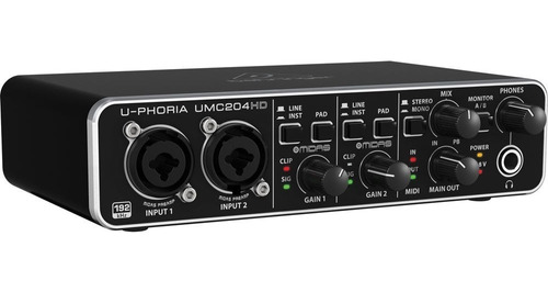 Interface De Audio Behringer U-phoria Umc204hd Preamp Midas