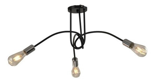 Aplique Tres Luces Charly  E27 Bulbo Led Negro Moderno Cuota