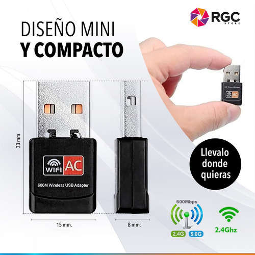 Imagen 5 de 10 de Placa De Red Usb Wifi Receptor 5.8ghz Dual Band Notebook Pc