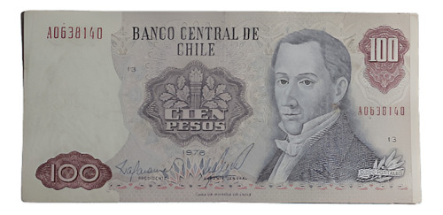 Billete 100 Pesos 1976 Baraona - Molina A0638140-13 Cm