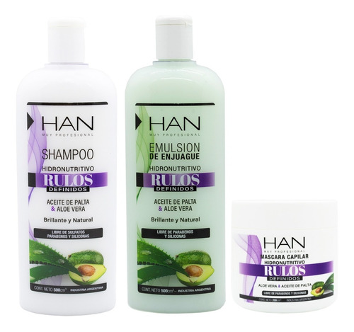 Han Rulos Definidos Shampoo + Acondicionador + Mascara 200ml