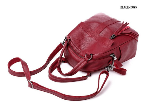 Imagen 8 de 10 de Bolsa Mochila Para Dama De Material Tipo Piel Versátil Con Tirantes Para Usar Como Mochila O Como Bolso Escolar Casual
