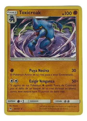 Toxicroak Carta Pokémon Original Tcg Español 64/131