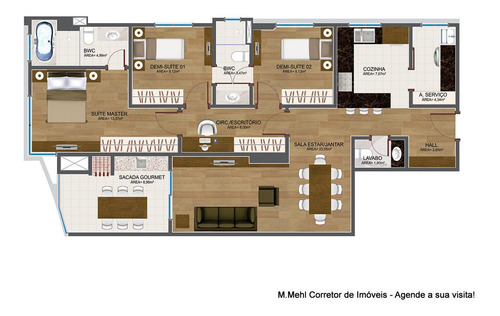 Imagem 9 de 14 de Apartamento Com 3 Dormitórios À Venda Com 179.64m² Por R$ 1.034.000,00 No Bairro Cristo Rei - Curitiba / Pr - M2cr-eer203