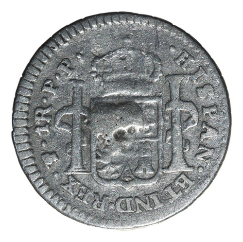 Moeda Da Bolívia: Carlos Iiii 1 Real 1797 Potosi Pp Prata (Usado)