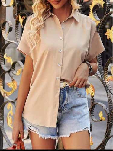 Blusa De Mujer Camisa Viscosa Manga Corta