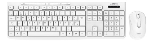 Kit 2 En 1 Teclado Y Mouse Acteck Mk225 Inalambrico Blanco