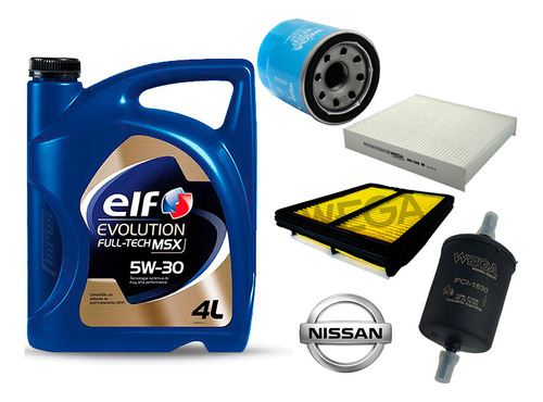 Kit Filtros Nissan Kicks + Aceite Elf Evolution Msx 5w30 4l