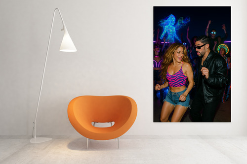 Cuadro Moderno Mural Shakira Y Rauw Alejandro Fiesta Urbana Full Hd