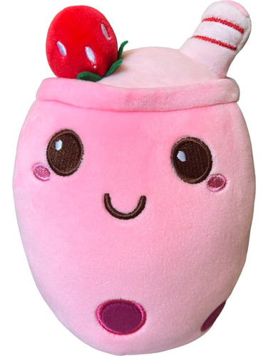 Peluche Cojín Taza De Bubble/boba Tea Rosada Kawaii 