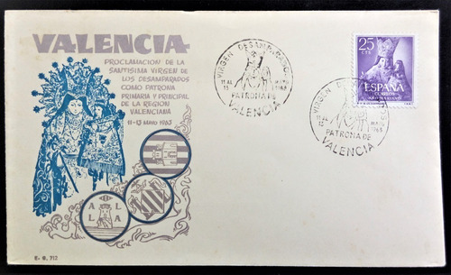 España, Sobre Proclamación Patrona De Valencia 1963 L15318