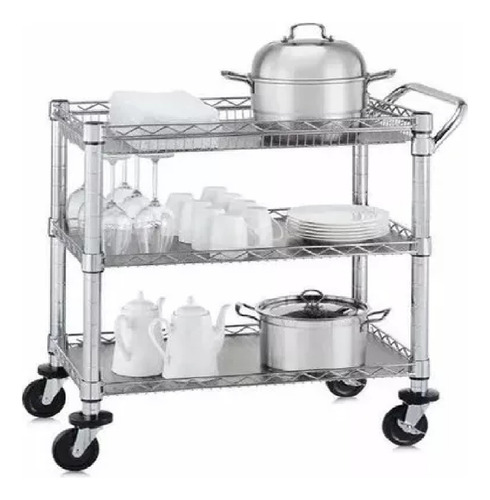 Carrito Multiusos Mesa Servicio Con Llantas Uso Rudo Acero