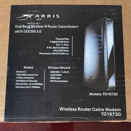Cable Módem Inter Wireless Router Arris Tg1672g Nuevo
