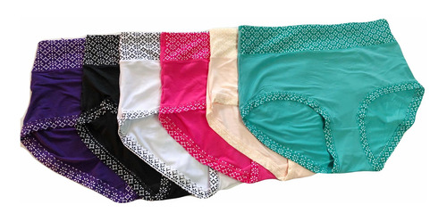 Imagen 3 de 10 de Pack 12 Calzones De Mujer Tiro Alto Bambu Talla M-xxl