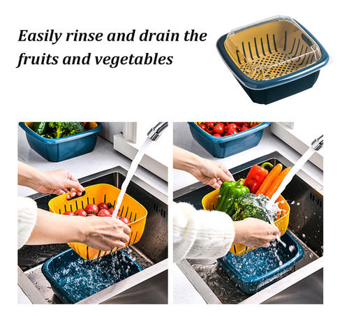 Colador De Cocina Plegable 2 En 1 Y Cesta Con Tapa