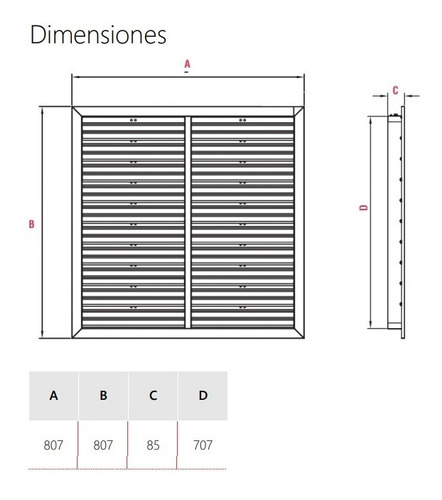 Persiana Vent Mecanismo Apertura Sim Ext Axial Alum 630mm