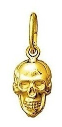 Skull Caveira Cranio Ouro Pingente Medalha 1.8 Cm Ouro 18k